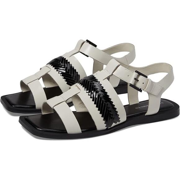 NEW Vince Camuto 9M Bachelen Leather Square Toe Gladiator Sandal Coconut Cream - Picture 12 of 12